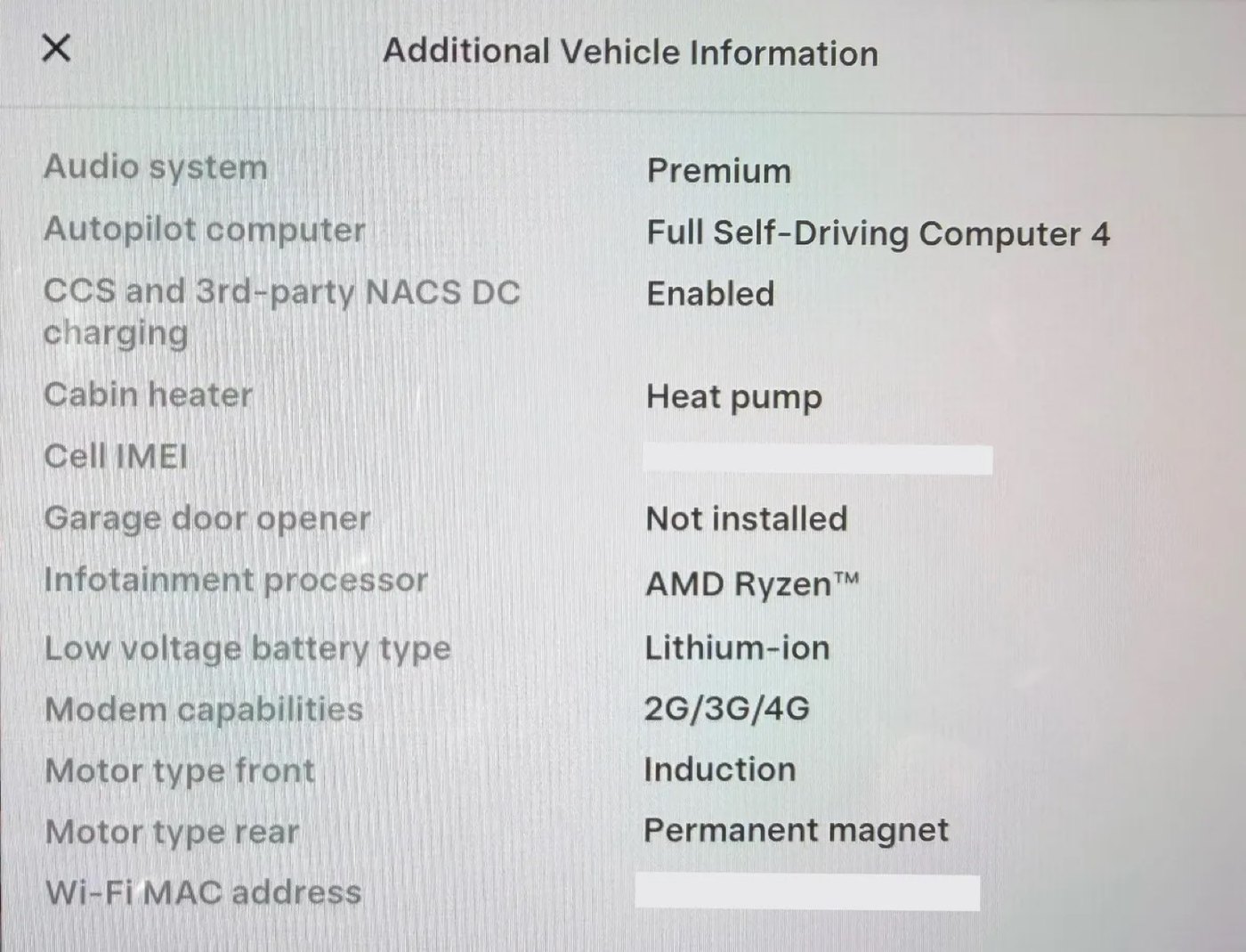 Additional Vehicle Information showing Full Self-Driving Computer 4